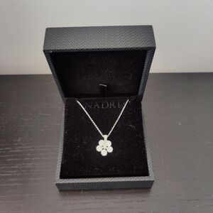 Nardi Cherry Blossom Flower Cubic Zirconia Pendant Necklace Silver